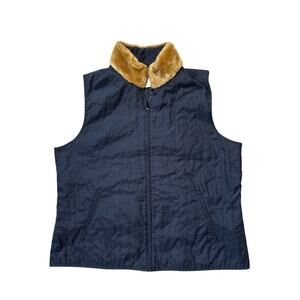 EP Pro quilted Vest, Black w/ Faux Fur collar; wind/water resistant; size LG